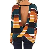 Yvelands Liquidación Las Mujeres rayadas O-Cuello Tops Camisetas de Manga...