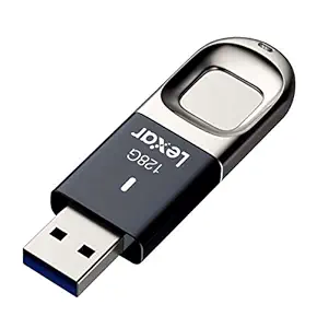 Lexar LJDF35-128BNL JumpDrive Fingerprint F35 128 GB USB 3.0 Flash Drive, Black/Silver