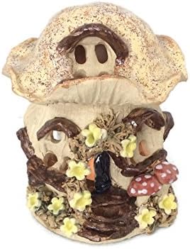 Mushroom house tea light holder, POTTERY CANDLE HOLDER,