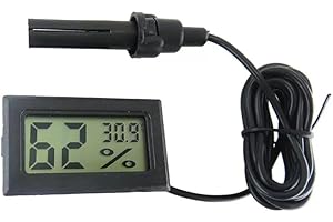 Ytian LCD Tuner Numérique Intégré Thermomètre Hygromètre avec Sonde Externe pour Couveuse Aquarium Volaille Reptile Noir