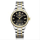 PLKNVT Gold Hohl Mechanische Uhr Edelstahlarmband Männer Herr Uhr Ring Gold Top Marke Bild Zeigen