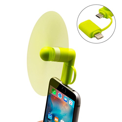 2in1 Micro USB und 8Pin Mini Ventilator Lüfter Kühler Fan für OTG fähige Handys iPhone Samsung Tablets usw – grün - 2