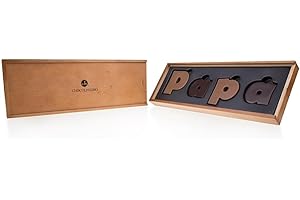 CHOCOLISSIMO Papa en chocolat noir et chocolat au lait | Idée cadeau à offrir pour la fête des pères | Coffret en bois réutilisable pour papa | Anniversaire | Noël | Pâques