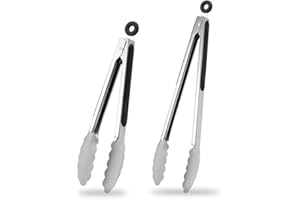 DAILY KISN 23 e 30 cm Pinze da cucina, Pinza per griglia in acciaio inossidabile Pinza da cucina, per cucinare barbecue, grigliare barbecue, servire buffet