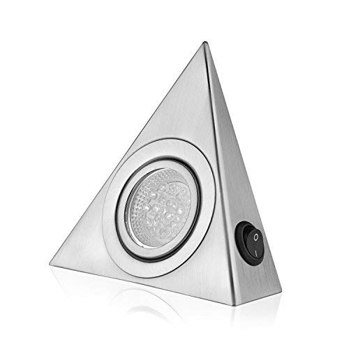 Preisvergleich Produktbild Led Unterbauleuchte, Dreieck Mini Led Schrankbeleuchtung, Rostfreier Stahl Led Nachtlicht für Schränke, Kleiderschrank, Weinschränke, dekorative Schränke, TV-Schränke, Vitrinen, Kaltweiß