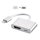 Adattatore AV digitale Lightning per iPhone 8/7/6/5, Pad Air / mini / Pro, lampo a HDMI, iPad da 8 pin per iPad da 1080P (argento)(La porta Lightning deve essere collegata)