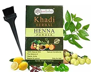 Khadi Rishikesh Handmade Henna Powder(?????? ) Boost Your Hair Growth ,Prevents Dandruff , Conditions Hair, Stop Hair Fall ,Keep Scalp Healthy , Repair Damage & Strengthens Hair , Mehandi For Hair(150 gm )With Hair Colouring Brush Free