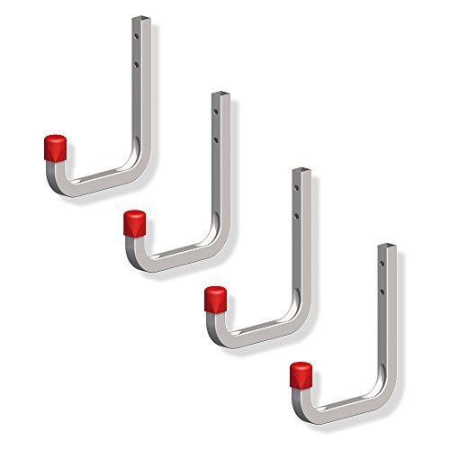 4 Stück GedoTec® Wandhaken Montagehaken Allzweckhaken aus Stahl | 250 x 300 mm | Stahl verzinkt | Tragkraft 40 kg | Universalhaken - Kellerhaken oder Garagenhaken uvm. | verstärkte Ausführung mit Quadratrohr | Markenqualität für Ihren Wohnbereich
