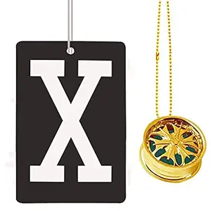 HOMEGINI Gold Alloy Wheel with X Sign Style Air Freshener Hanging Perfume for Car, Home, Office