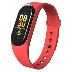 Infinizy M4 Band Intelligence Bluetooth Wrist Smart Band Watch/Health Bracelet/Activity Tracker/Smart Fitness Band/with Heart Rate Sensor Compatible for All Smartphones-Red Strap