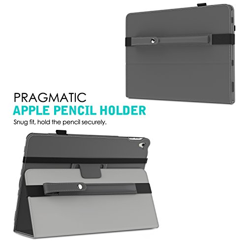 MoKo Halter für Apple Pencil – Premium PU Leder Bleistift Stift Schleife Sleeve Cover Schreibzeug Schreibgerät Beutel mit abnehmbare Gummiband für Apple iPad Pro 12.9 Zoll Hülle Case, Space Grau - 2