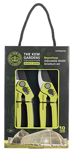 Spear & Jackson Kew Gardens Razorsharp CUTTINGSET3K Bypass and Anvil Secateurs Set, Green Spear & Jackson Kew Gardens Razorsharp CUTTINGSET3K Bypass and Anvil Secateurs Set, Green