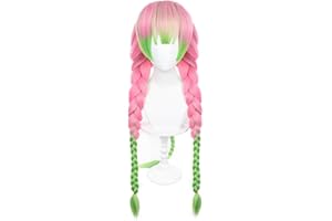 ZGNGLIZ Anime Cosplay Perücke für Demon Slayer: Kimetsu no Yaiba Characters Spielen Sie Kanroji Mitsuri Cosplay Perücken mit Free Wig Cap (Kanroji Mitsuri)