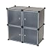 Produktbild PrimeMatik - Schuhschrank Stufenregal Modular Garderobenschrank 4-Kubus 35x35cm schwarz mit Tür