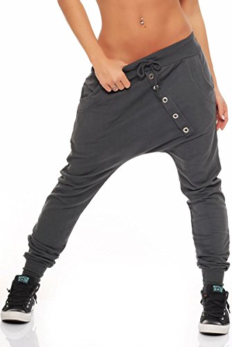 Malito Pantalón Boyfriend Classic Botón Baggy Aladin Bombacho Sudadera 8023 Mujer Talla Única (Gris Oscuro)