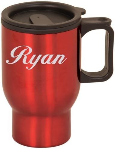 Personalized 16 oz Red Stainless Steel Travel Mug by Shivam