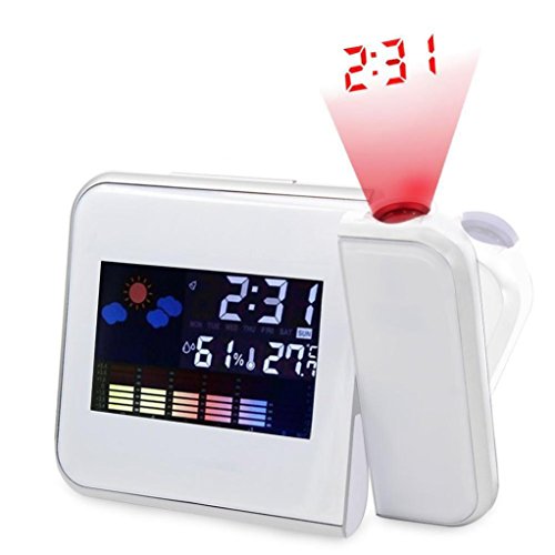Preisvergleich Produktbild Projektionswecker Elektronische Leuchtende Hintergrundbeleuchtung Wecker,Jaminy Neu Projektion Digital Wetter Schwarz LED Wecker Snooze Farb Display / LED ZurÜCk