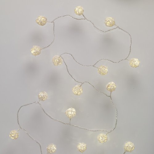 16er LED Weidenholz-Ball Lichterkette warmweiss LED Rattanball Lights4fun - 3