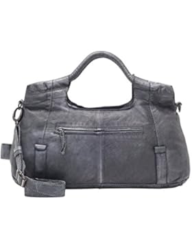 VOi Damen Handtasche 21076 Leder Henkeltasche Vintage Ledertasche Schultertasche Schwarz