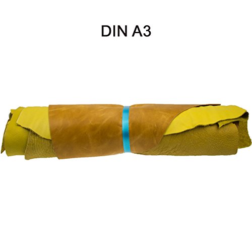 Lederreste Lederstücke extragroß A3 1kg Varianten von gelb, alle Stücke mind. DIN A3 groß von Langlauf Schuhbedarf ®
