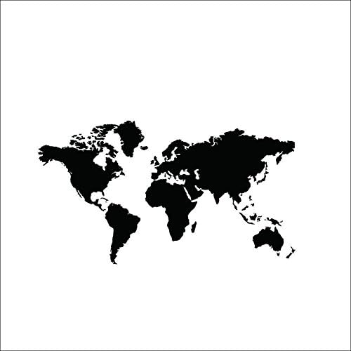 ULATREE Black World Map TV&Sofa Backdrop Peel & Stick Environmental Removable Waterproof PVC Wall Decal 105 cm x 60 cm