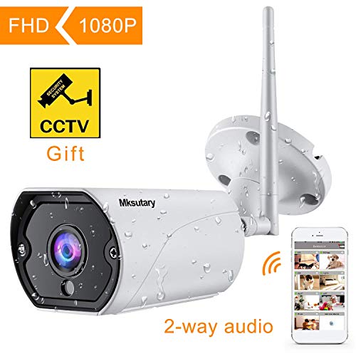 Cámara IP Exterior, Camara IP WiFi 1080p, Cámara Vigilancia Exterior WiFi Visión Nocturna Audio de 2 Vías Detección de Movimiento Monitorización Remota vía PC/Smartphone/Tableta