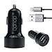 Produktbild doupi - 2in1 Auto Ladeset für iPhone iPad iPod Dual USB Port 3.1A KFZ PKW Ladegerät Ladeadapter (2.1A + 1A universal einsatzbar für smartphone Kamera Navi MP3 u.a.) + Ladekabel Datenkabel Lightning 8pin schwarz