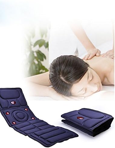 DEIDE Multifunction Heated Massage Mat Mattress, Flat Back Heat Therapy Massager, Floor Chair or Bed, Simple Remote, Quilted for Comfort - blue