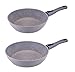 Produktbild Culinario 2er Set Bratpfanne Ø26 und 28 cm in Grauer Granit-Optik, mit abnehmbarem Griff und ILAG GRANITEC Beschichtung