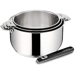 Lagostina SALVASPAZIO Set 3 casseroles 16/18/20 cm LAGOSEAL + poignée Noire