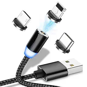 TUFFPACK Micro USB Magnetic Charging Cable with LED Compatible with All Android Devices (Phones & Tablets (Black)