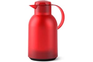 Emsa N40117 Samba termos | 1,5 litra | zamknięcie Quick Press | 12 h gorący i zimny przez 24 h | przezroczysty/czerwony