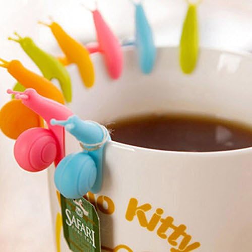 Inovey 5Pcs Cute Snail Mini Tea Bag Holder Hanging Cup Clip