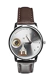 25. Edition Dresdner Frauenkirchen-Uhr I Quarzwerk I Echt Lederarmband I Damen Herren Armbanduhr I Unisex I Analog I Wasserdicht I Silber I Braun