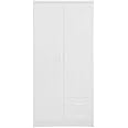 Karnak 2 Door Wooden Wardrobe, Solid Wood Wardrobe With Lockable Drawers Perfect Modern Stylish Heavy Duty Color (White)