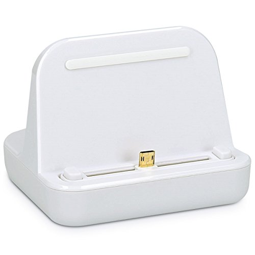kwmobile Micro USB Dockingstation für Tablets – Ladestation Mikro USB Ladekabel Ladehalterung in Weiß - 3