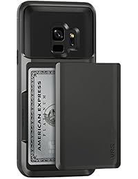 Samsung Galaxy S9 Funda, VRS diseño ® deslizante tipo cartera teléfono móvil [EE. UU patente nº 9,661,116 B1] [color negro] seguro 2 titular de la tarjeta caso | carcasa de silicona de TPU y PC pesado [Damda Glide] Premium para Samsung S9