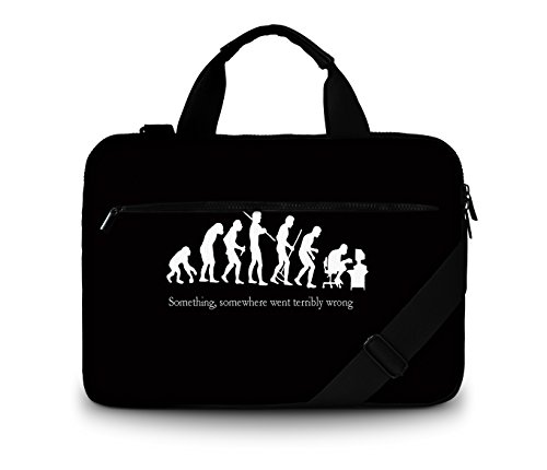 Luxburg® - Bolso acolchado con bandolera para ordenador portátil, bolsa de hombro multifuncional evolución de frikis 15,6 pouces