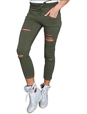 Damen Jeans Stretch Hose zerrissen High Waist Jeanshose Skinny Hochbund Hose