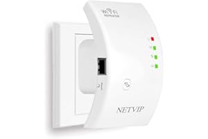 NETVIP WiFi Répéteur Amplificateur WiFi 300Mbps Couvre Jusqu'à 200㎡, WiFi Extender Booster Point d'Accès Port, Augmente la Couverture WiFi,Compatible avec Toutes Les Box Internet, Ethernet Port, WPS