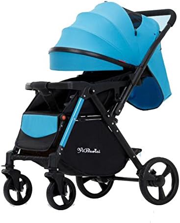 YXINY Pushchairs Prams High Landscape Baby Cart Can Sit Reclining Lightweight Folding Two-way 1-3 Years Old Baby Stroller Pushchair ( Color : Upgrade blue )