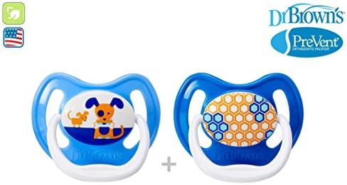 DR BROWN "PRE VENT" Nr.PV12405 - 2x Soothers Pacifiers Dummies Orthodontic Silicone Suction Air Free Channel/ BLUE (6-12m+)