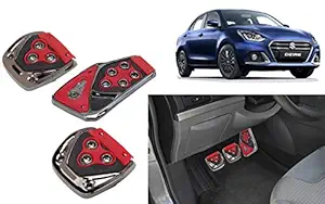 Selifaur - 3 Pcs Red Non-Slip Manual Car Pedals kit Pad Covers Set for Swift Dzire 2020