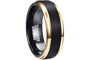 NUNCAD Men's Rings Black Mens Wedding Bands 8mm Tungsten Carbide Ring for Men Simple Band with Beveled Edges Comfort Fit Size J1/2-Z+5