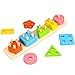 Price comparison product image Wooden Shape Sorter Board, Geometric Building Block Board Shape Color Recognition Stack Sort Puzzle Toy Early Educational Toys For Kids Toddler Children 1-6 Years Old