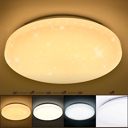 Preisvergleich Produktbild VINGO® 16W LED Deckenbeleuchtung rund Deckenlampe Starlight Effekt schön Wohnraum Wohnzimmer Farbwechsel Lampe