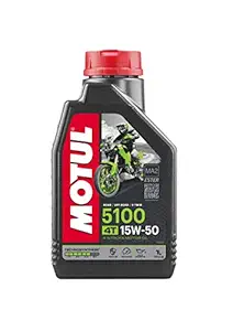 Motul 104080 5100 4T Hybrid 15W-50 API SM Technosynthese Semi Synthetic Engine Oil for Bikes (1 L)