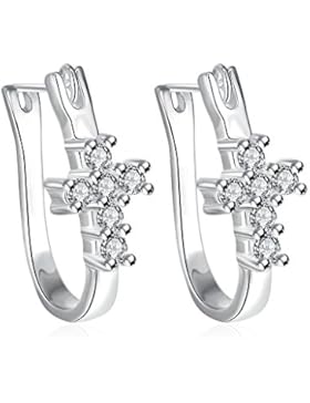 925Silber plattiert Ohrstecker Ohrring mit Kristall Kreuz lknspce311