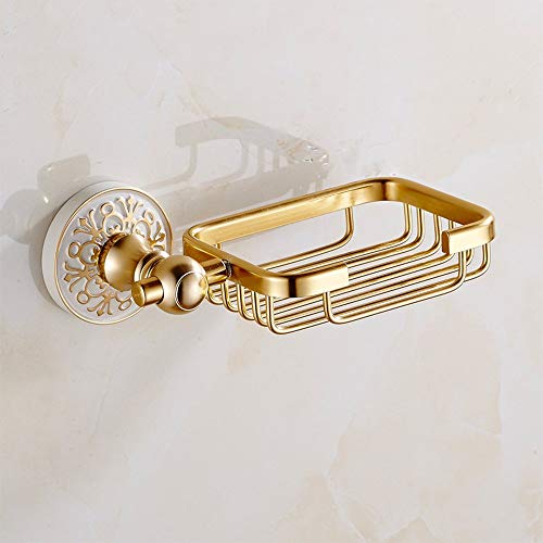 Preisvergleich Produktbild Qsoleil Europäischer Seifennetzseifenhalter-Weißgoldseife... Badezimmerregal-Badezimmerhardwareanh... Schwammhalter für Bad & Küche