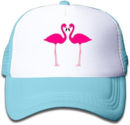 Youth Flamingos Heart Flat Billed Sun Cap Hats Pink -  Blue - 